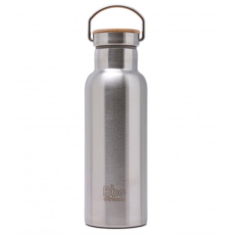 Thermo reusable bottle with bamboo... Thermo reusable bottle with bamboo...
