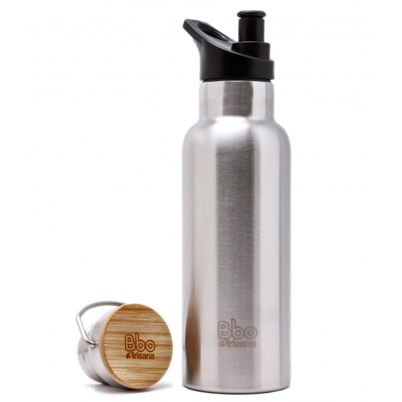 Thermo reusable bottle with bamboo... Thermo reusable bottle with bamboo...