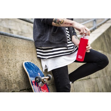 Botella Bbo Irisana de vidrio de borosilicato y funda de silicona. 550 ml.